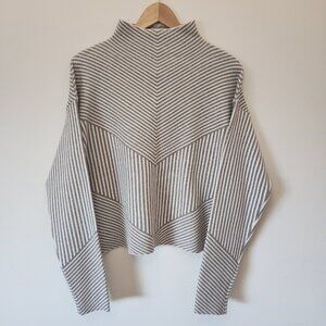 Rachel Zoe Mock Neck Women Size L Sweater Knit Striped Brown Casual Business NWT